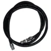 Coiled black hose with metallic connectors on each end.