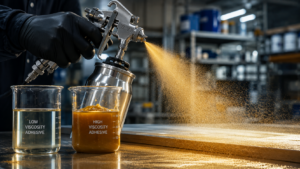Spraying adhesives in an industrial workshop